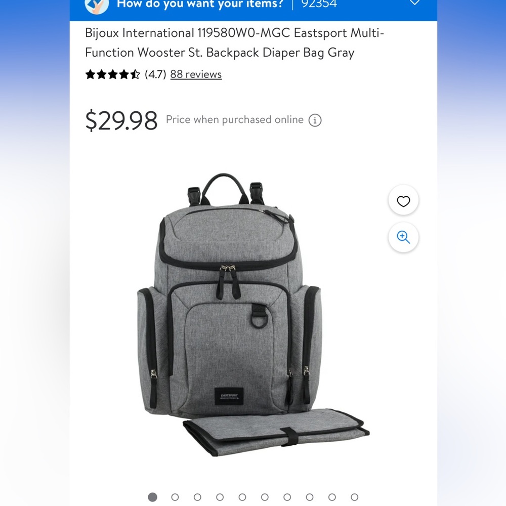 East sport Grey diaper bag